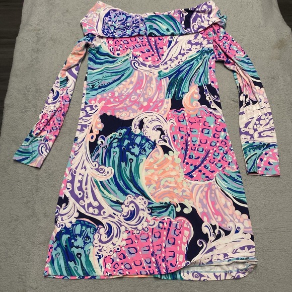 Lilly Pulitzer Trisha‎ Dress Small All That She Wants Off The Shoulder Read - Picture 8 of 8